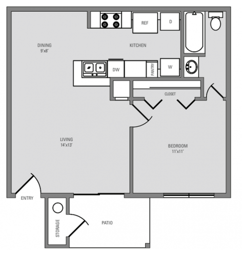 one bedroom one bathroom floor plan pearland apartment community